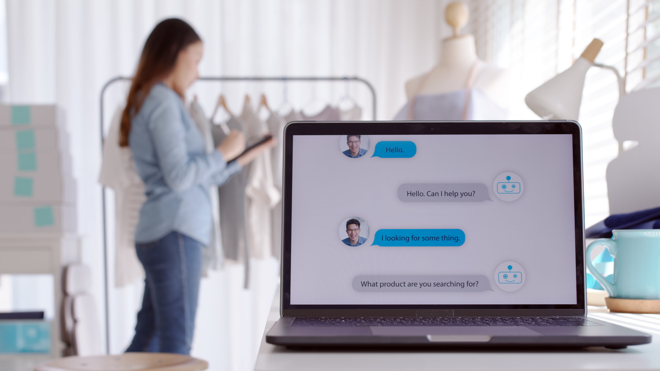 chatbot conversational commerce on laptop